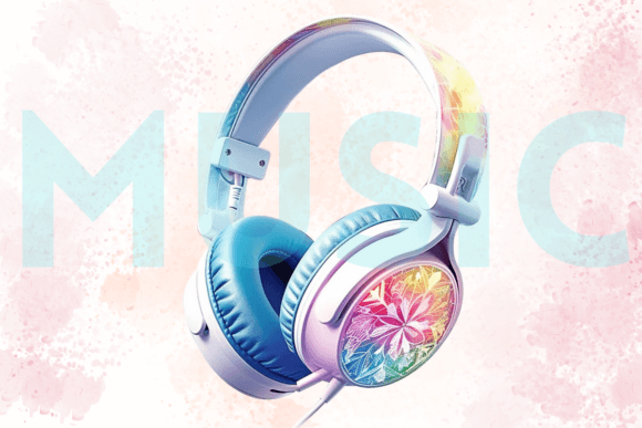 Download Floral Gaming Headset Watercolor Clipart - Headset Collection