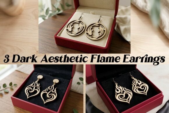 Download Dark Aesthetic Flame Earrings Laser Cut - Dark aesthetic Collection